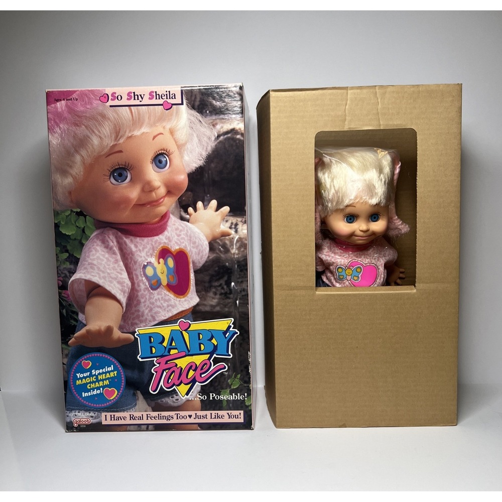 Vintage 1990 Galoob Baby Face So Shy Sheila #9 NIOB HTF Blonde Pink Highlights